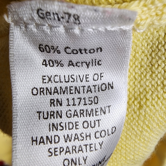 Quacker Factory V-Neck Cardigan Womens 3X Yellow Embroidered Beaded Vegetables - Picture 7 of 8